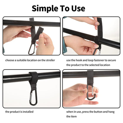 Stroller Hooks Buckles Clip - Aluminum Alloy Carabiner Cart Organizer Diaper Bag Shopping Pram Hook Buckle Stroller Hanger