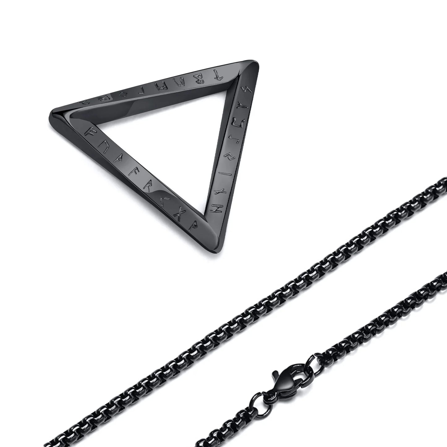 Vnox Norse Viking Pendant Necklace – Twisted Stainless Steel Mobius Triangle, Vegvisir & Valknut Geometric Charm
