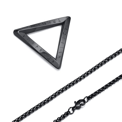 Vnox Norse Viking Pendant Necklace – Twisted Stainless Steel Mobius Triangle, Vegvisir & Valknut Geometric Charm