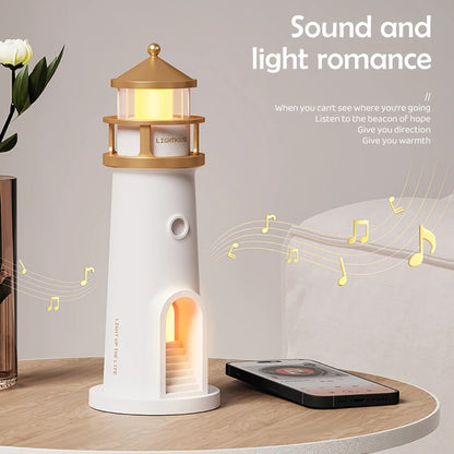 Moon Projection Lighthouse Night Light – Dimmable, Motion Sensor, Bluetooth Music, Timing Ambient Lamp for Christmas & Birthday Gift