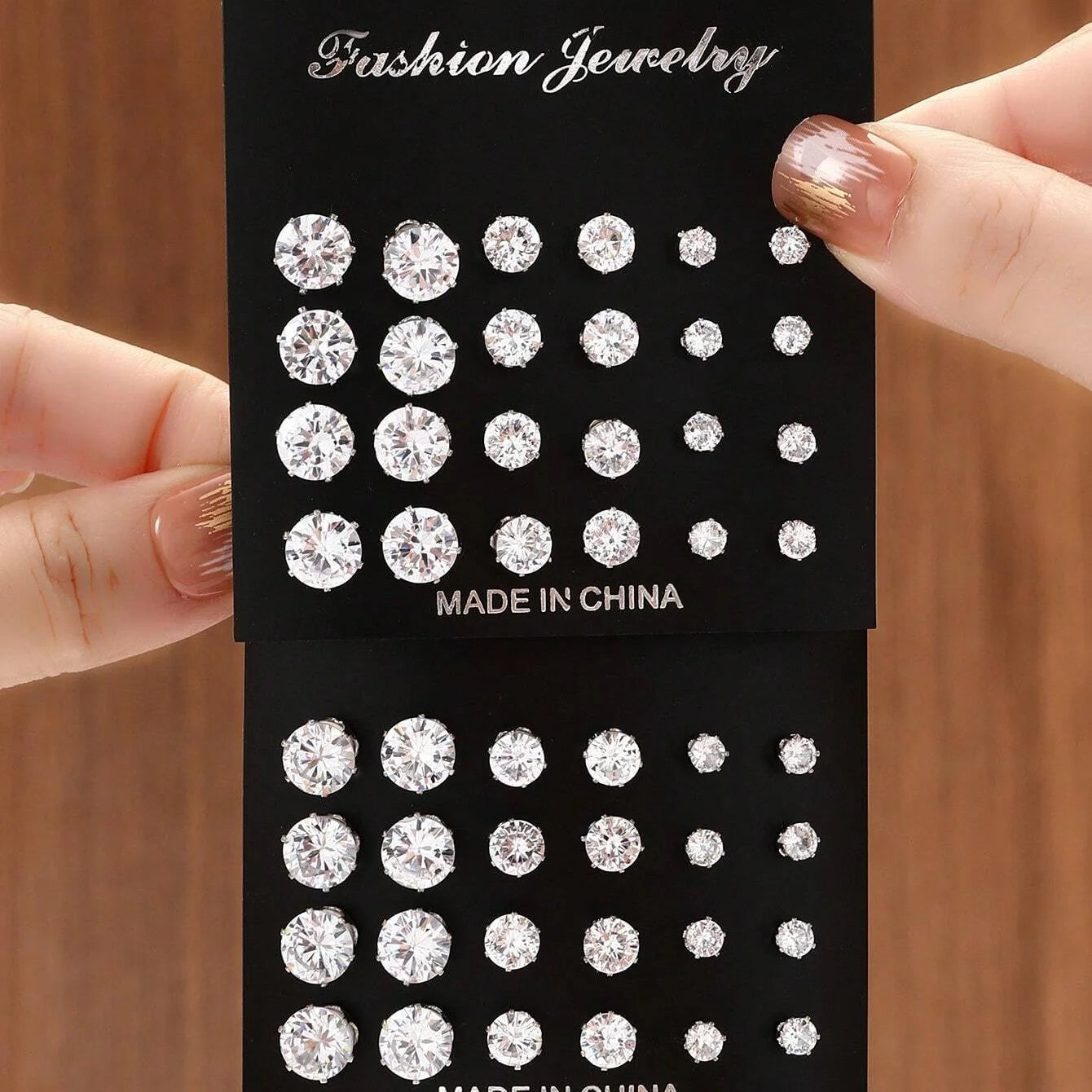 12 Pairs Luxury Zirconia Earrings – Elegant Shiny Stud Set for Parties, Gifts, and Couples