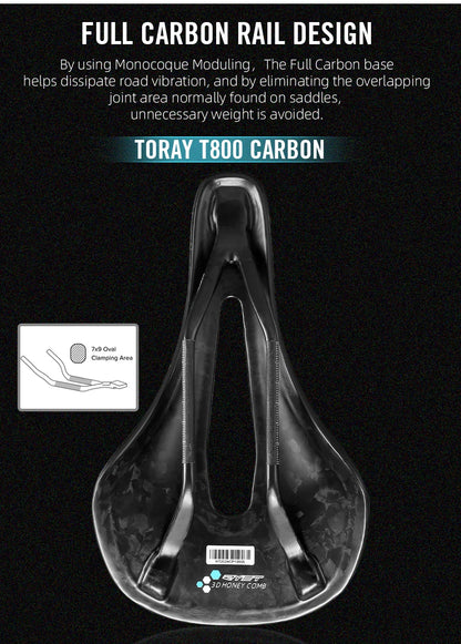 RYET 3D Printed Carbon Bike Saddle — 140/142mm Super Light EVA Road & MTB Racing Seat Cushion