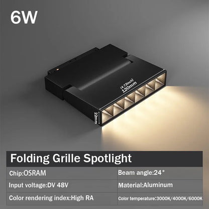 LED Magnetic Track Light Grille, Modern Embedded Flexible Linear Flood Lamp, DC48V Ceiling Spotlight for Indoor Living