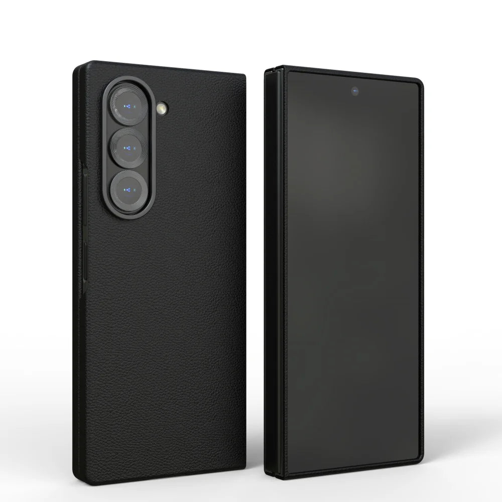 Luxury Leather Shockproof Phone Case for Samsung Galaxy Z Fold 6 – Skin-Friendly Solid Color Full Cover