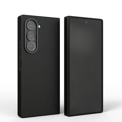 Luxury Leather Shockproof Phone Case for Samsung Galaxy Z Fold 6 – Skin-Friendly Solid Color Full Cover