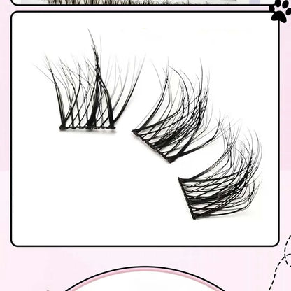 5D Mink Manga Lashes - Fluffy Individual & Natural False Eyelashes, Korean Makeup, Lazy Trilogy Cluster Lashes