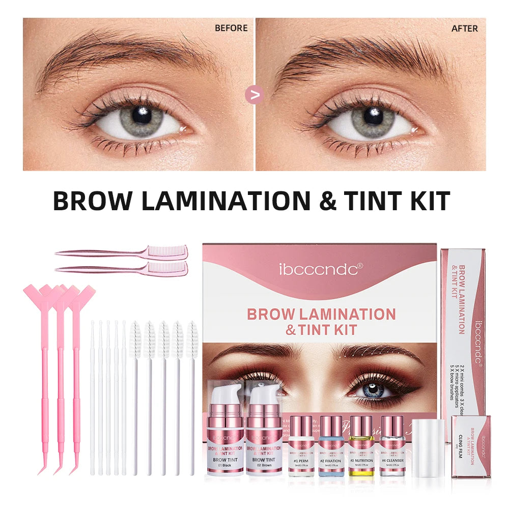 Professional Semi-Permanent Brow & Lash Lift Kit – Brow Lamination, Eyelash Perming & Tinting Makeup Set