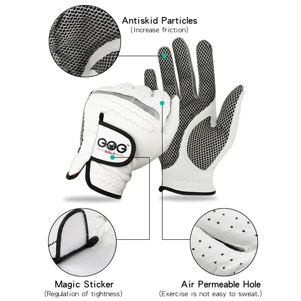Pack of Men’s Golf Gloves – Soft Breathable Sheepskin with Anti-Slip Grip for Left or Right Hand