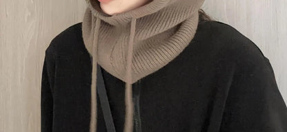 Knitted Hooded Balaclava Caps – Winter Korean Style Outdoor Warmer, One-Piece Neck Collar Beanie Hat for Women