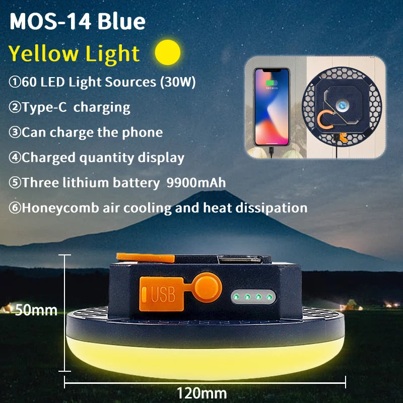 MOSLIGHTING 9900mAh Rechargeable Camping Lantern — Powerful LED Flashlight with Magnet, Portable Tent & Work Light