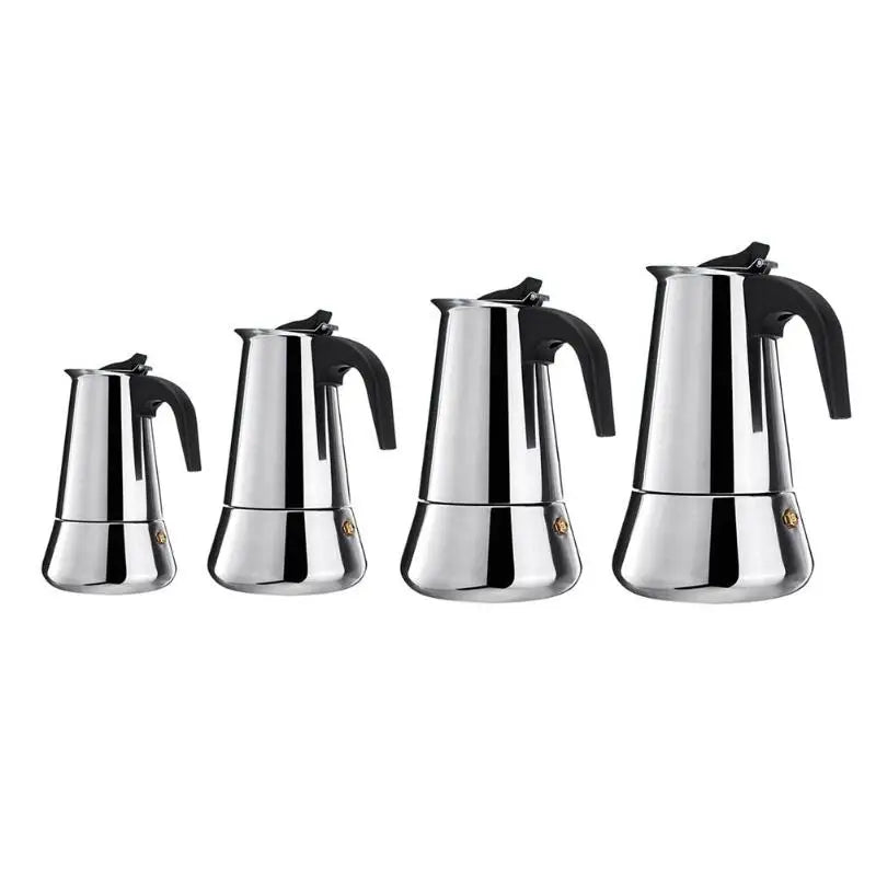 2/4/6/9 Cup Stainless Steel Moka Coffee Maker — Stovetop Espresso, Mocha & Latte Pot for Kitchen WF1111