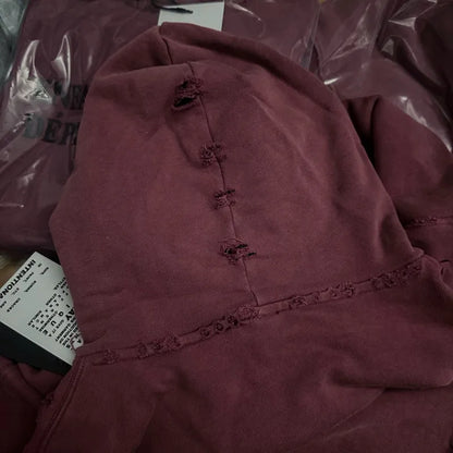 2025SS Ripped E.R.D. Hoodie – Men & Women Slogan Print Short Wide Sweatshirt