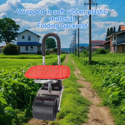 Garden Scooter Rolling Work Seat — Adjustable Iron Labor-Saving Seat for Efficient Field Work