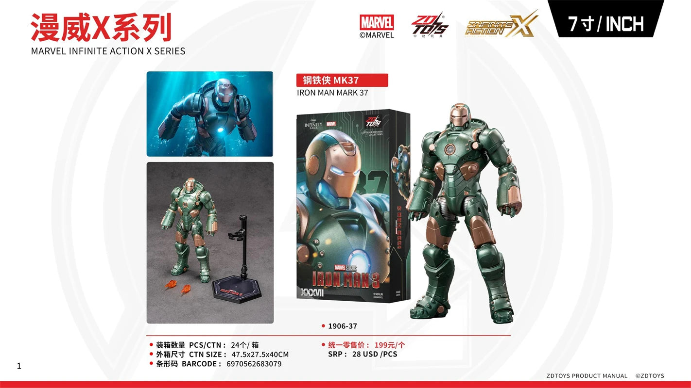 ZDTDS Iron Man & War Machine Legends Action Figures – MK37 Hammerhead, MK12, MK38 Igor, MK9 Iron Patriot Collectible Toy