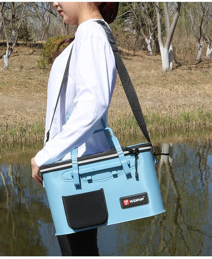 Multifunction Fishing Bucket with Oxygen Pump – Portable Tackle Box & Live Fish Storage Barrel for Camping & Outdoor