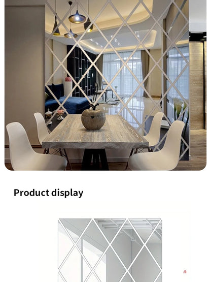 3D Diamond Acrylic Mirror Wall Sticker – Removable Decorative Glass Tiles (17pcs)
