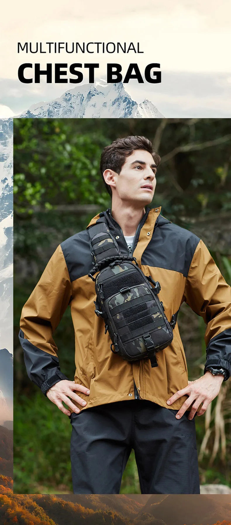 Men’s Tactical Camping Chest Bag – Outdoor MOLLE Sling Shoulder Pack for Hiking, Cycling, Fishing & Climbing