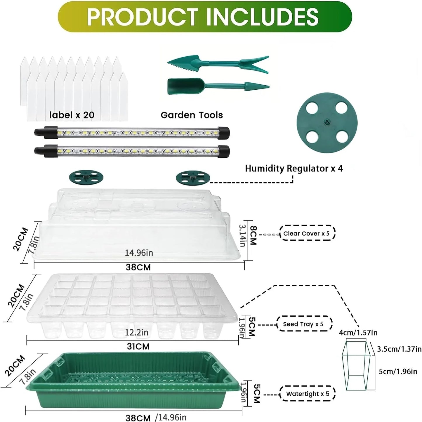 120-Cell Seed Starter Tray with Grow Light — Smart Timer Kit with Adjustable Vents & Drainage Holes