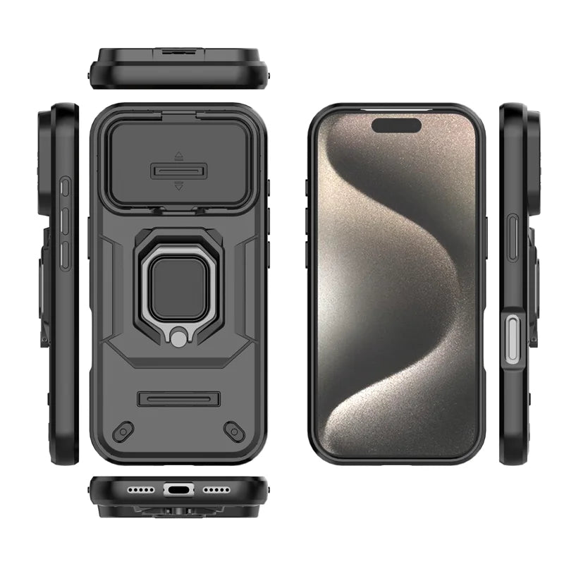 Armor iPhone 17 Pro Max Case – Slide Camera Protection with Ring Holder Cover