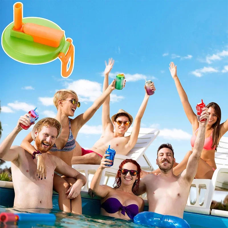 1/2pcs Portable Silicone Soda Can Lids with Straw — Reusable for Beer, Juice, and Canned Drinks