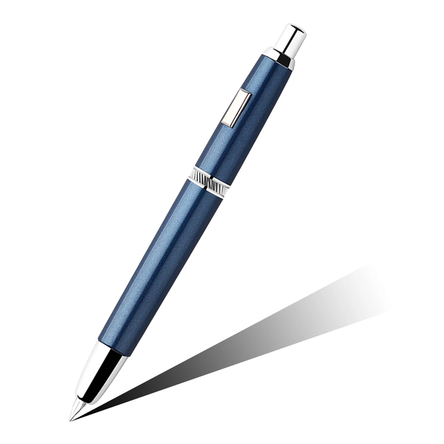 Majohn A1 Press Fountain Pen - Retractable EF Nib 0.4mm, Metal Matte Black Ink Pen with Converter, Ideal Student Gift