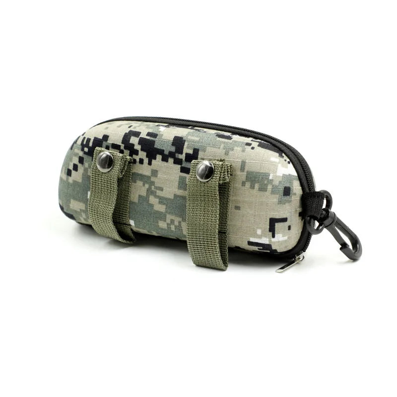 Portable Tactical Sunglasses Case - Military-Grade EVA Eyewear Pouch with MOLLE System for Outdoor and Hunting Goggles Storage