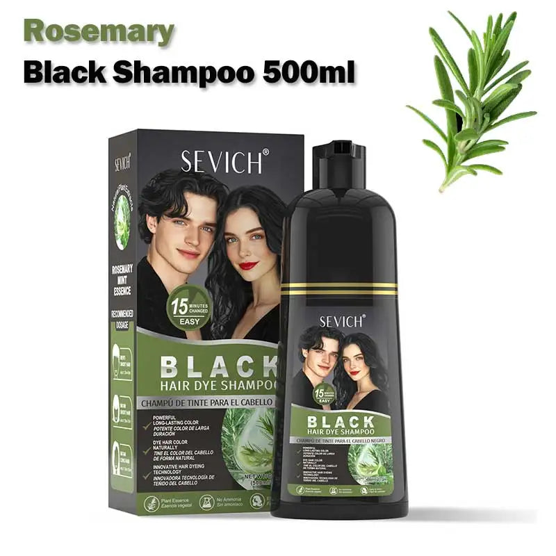 Rosemary Black Hair Dye Shampoo 500ml – DIY Herbal Gray-to-Black Coloring for Women & Men