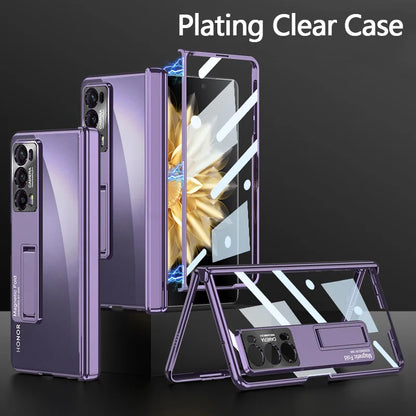 Original Honor Magic V2 Magnetic Hinge Case – Anti-Knock Matte Hard Cover with Outer Screen Glass Stand