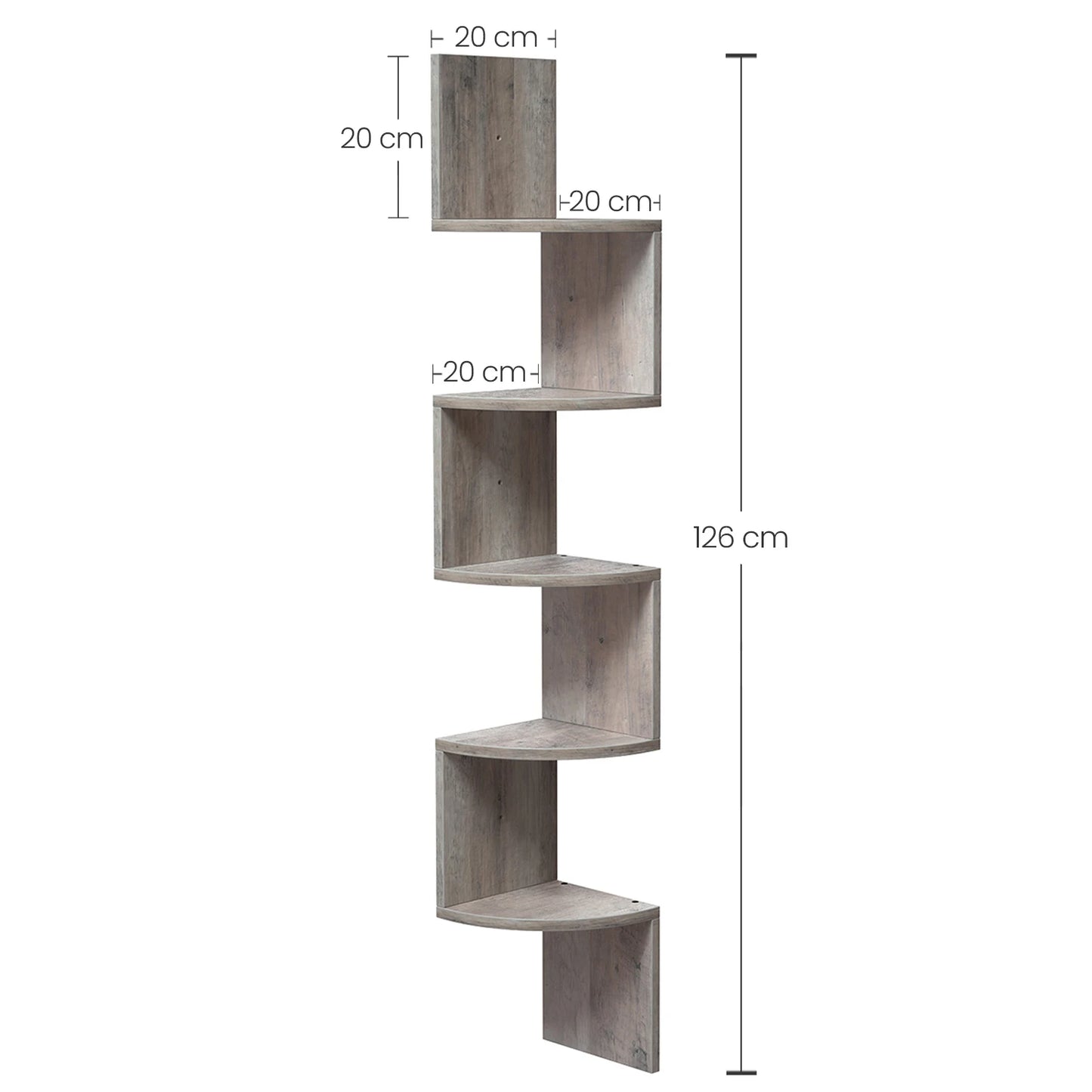 VASAGLE 5-Tier Corner Wall Shelf – Floating Bookshelf & Plant Display for Bedroom, Living Room, Bathroom, Home Office