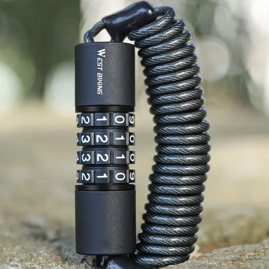 Secure Your Ride: WEST BIKING Portable Bicycle Lock with Password Rope - Steel Wire Safety for Mountain Bike, Helmet, and Backpack