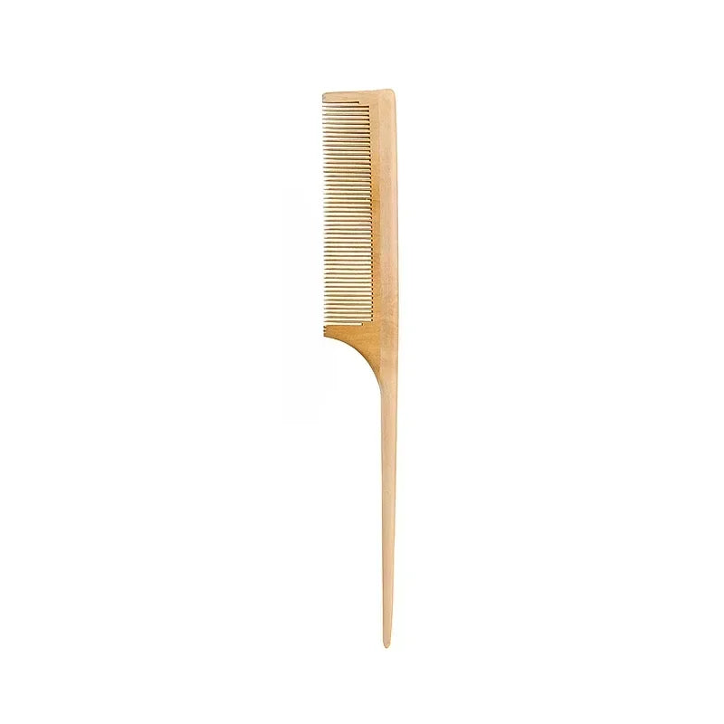 Natural Bamboo Wooden Hair Comb – Anti-Static Afro Fork, Wide Tooth Round Comb & Hair Brush for Women