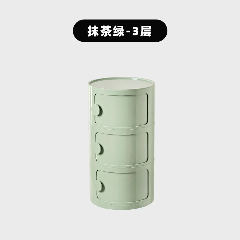 Nordic Minimalist White Bedside Table – Modern Round Plastic Side Cabinet, Small Creative Storage Unit