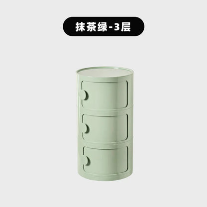 Nordic Minimalist White Bedside Table – Modern Round Plastic Side Cabinet, Small Creative Storage Unit