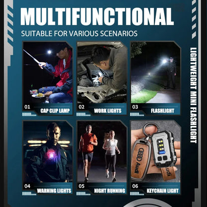 Powerful Pocket Torch Light | Rechargeable Super Bright LED | Multifunctional Linterna Magnetic COB LED | EDC Mini Keychain Flashlight