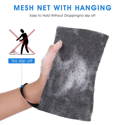 3 PCS Soap Exfoliating Bag Set: Mesh Woven Body Foam Scrubber Pouch for Bathroom Shower - Soap Saver Pocket Sponge Exfoliator