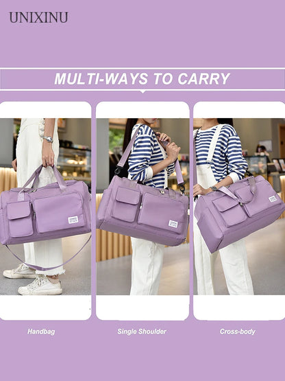 UNIXINU Large Capacity Carry-On Travel Bag: Weekender Duffle with Shoe Compartment - Perfect for Women's Sports & Fitness