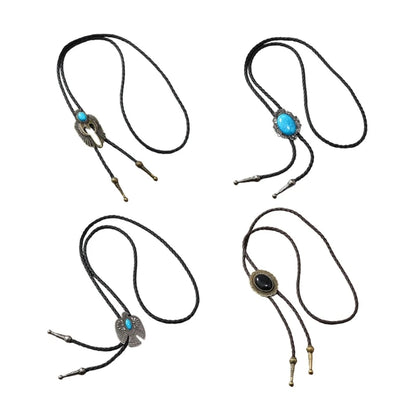 American Bolo Tie – Punk Vintage Metal Bird Stone Cowboy Hat Pendant, Western Necklace & Costume Accessories