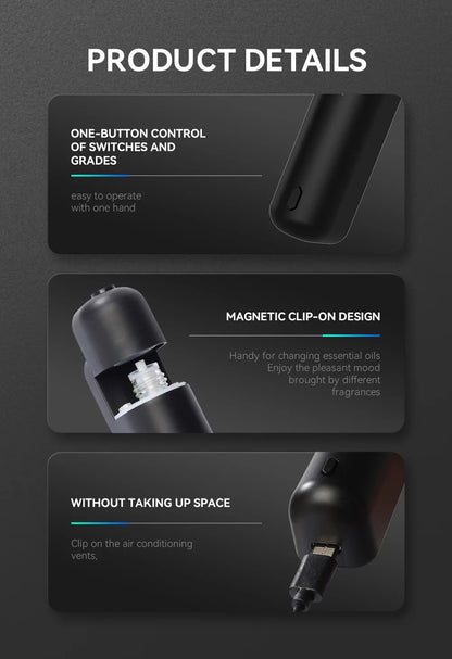 Mini USB Car Aroma Diffuser – Rechargeable Fragrance Oil Air Freshener with Essential Oil Vent Clip