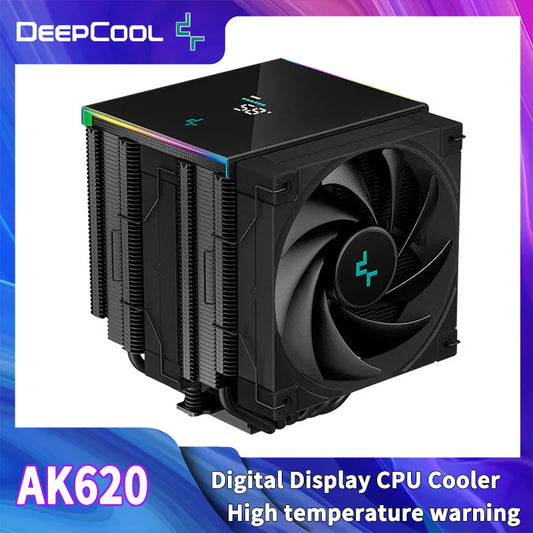 DeepCool AK620 CPU Cooler - Digital Display, 6 Heat Pipes, Twin Towers Radiator for LGA 2066, 2011, 1700, 1200, 115X, AM5 & AM4
