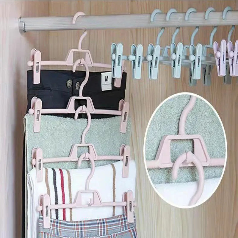 Space-Saving Chic: 5PCS Traceless Plastic Skirt Peg Hanger - Your Multifunctional Trouser Tamer!