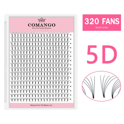 CoMango Wispy Premade Volume Lash Fans – 3-10D Individual Short Stem Faux Mink Russian Eyelash Extensions, 320 Fans