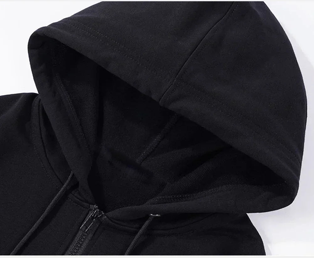 Men’s Fleece Zip-Up Hoodie – Classic Casual Zipper Jacket for Running | Y2K Hip Hop Streetwear