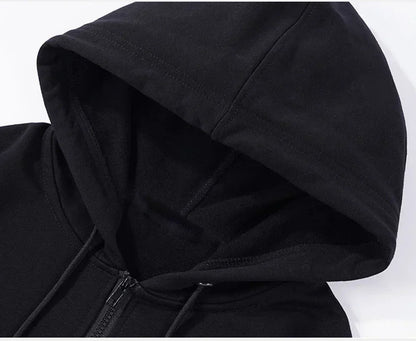 Men’s Fleece Zip-Up Hoodie – Classic Casual Zipper Jacket for Running | Y2K Hip Hop Streetwear