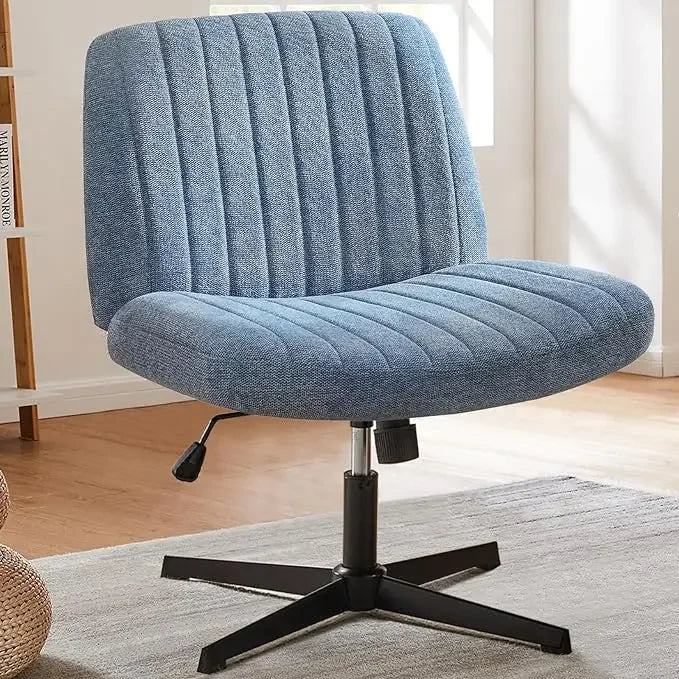 Armless Criss Cross Legged Swivel Office Chair - Wide Desk Chair Without Wheels