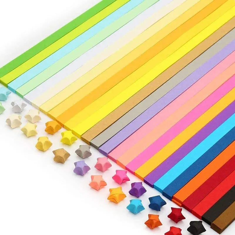 540 Sheets Origami Stars Paper Strips - 27 Colors Double-Sided Folding Paper - DIY Lucky Star Hand Arts for Gifts