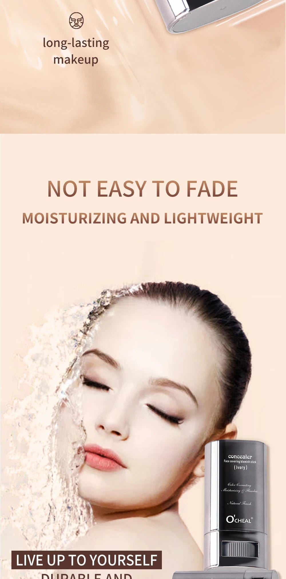 Ocheal Foundation and Contour Stick – Long-Wear Lightweight Concealer, Bronzer, and Brightening Makeup Pen