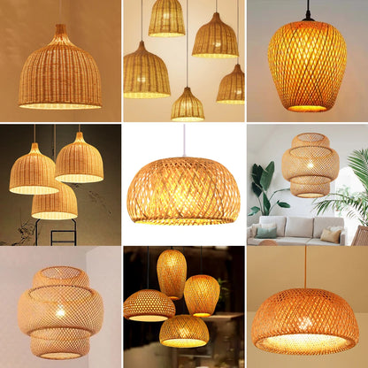 Hand Knitted Chinese Style Weaving Hanging Lamps - Bamboo Pendant Lamp - Restaurant & Home Decor Lighting Fixtures