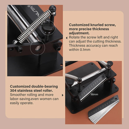 WUTA Manual Leather Skiving Machine – Belt Thinning Splitter & Strap Cutting Tool for Cowhide Leather DIY