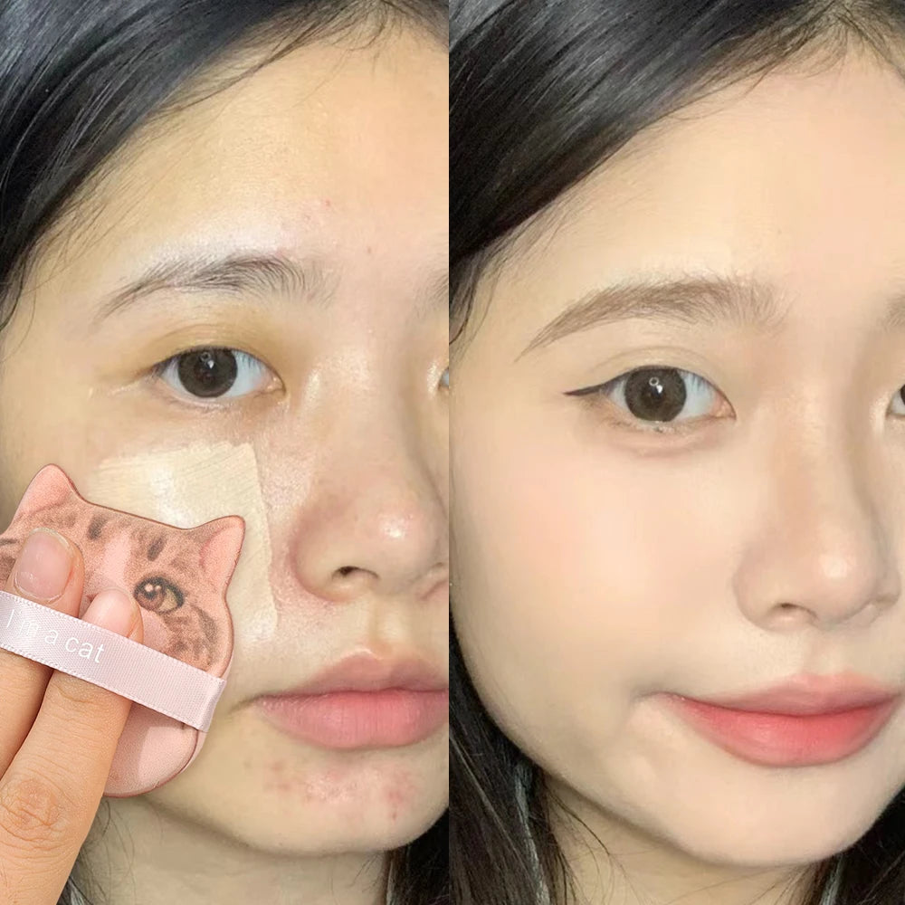 1-4PCS Cat Air Cushion Powder Puffs – Double-Sided Wet & Dry Foundation and Concealer Makeup Sponges