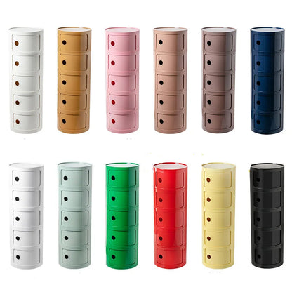 Nordic Minimalist White Bedside Table – Modern Round Plastic Side Cabinet, Small Creative Storage Unit